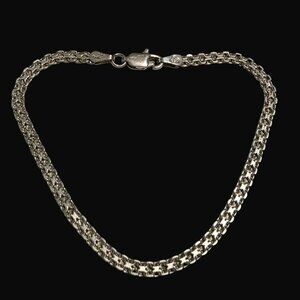 Vintage Sterling Silver Italian Bracelet 7" Bismark Link Chain 925 Italy 3mm
